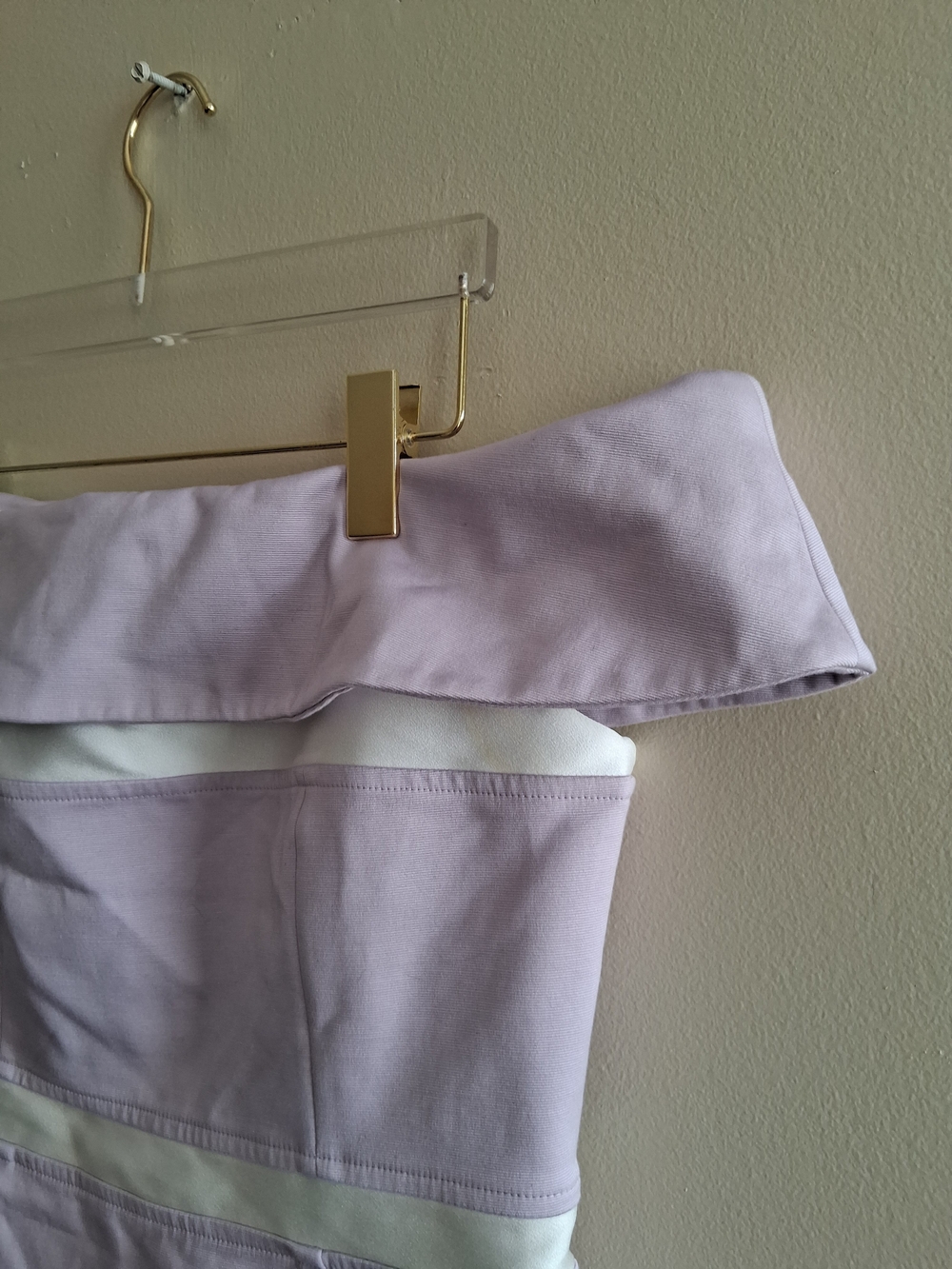PAULE KA Lilac Strapless Bodycon Dress with White Trim - Picture 2 of 10